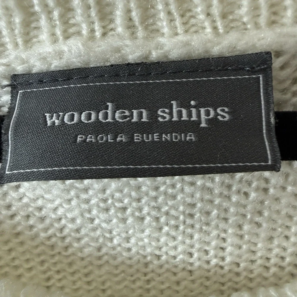 Wooden Ships Sweater Women S/M Cream Eiffel Tower Coastal Mohair Blend